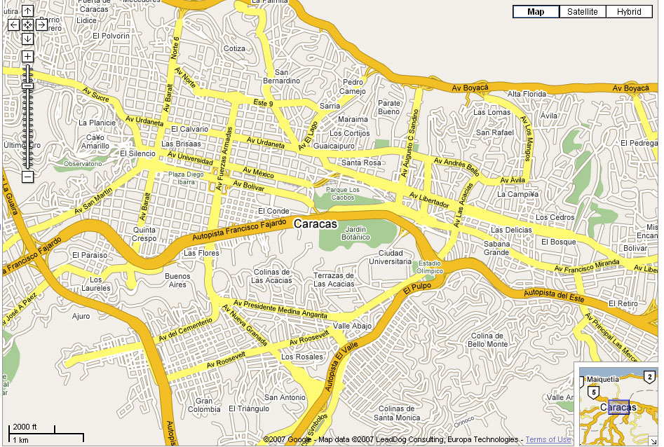 caracas google map